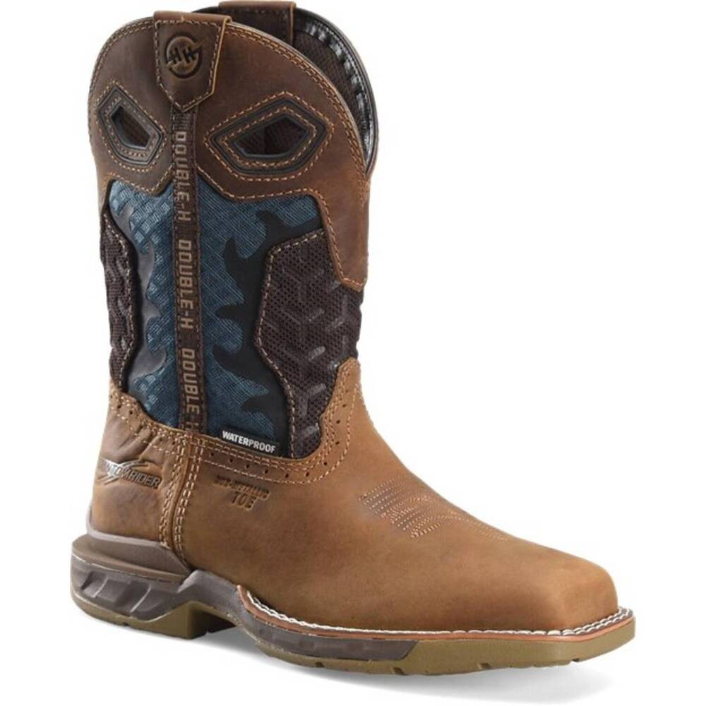 NEW DOUBLE-H BOOTS women's comp-toe watcher phantom wp work boot in tan/navy